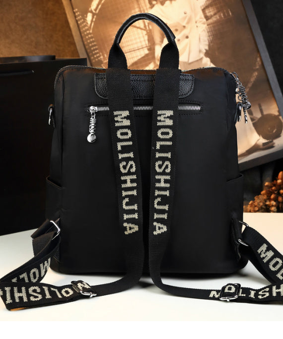 Stylish Boutique Black Print Patchwork Calf Leather Backpack Bag