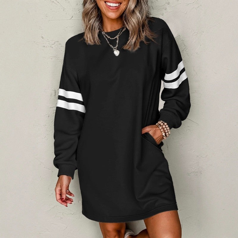 Drop Shoulder Loose Fit Round Neck Dress