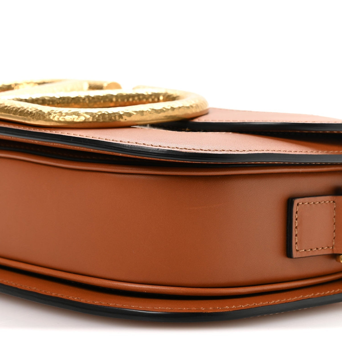Calfskin Linen Supervee Crossbody Bag Saddle Brown Natural