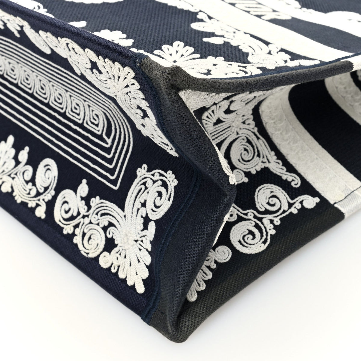 Canvas Embroidered Cornely Book Tote Blue White