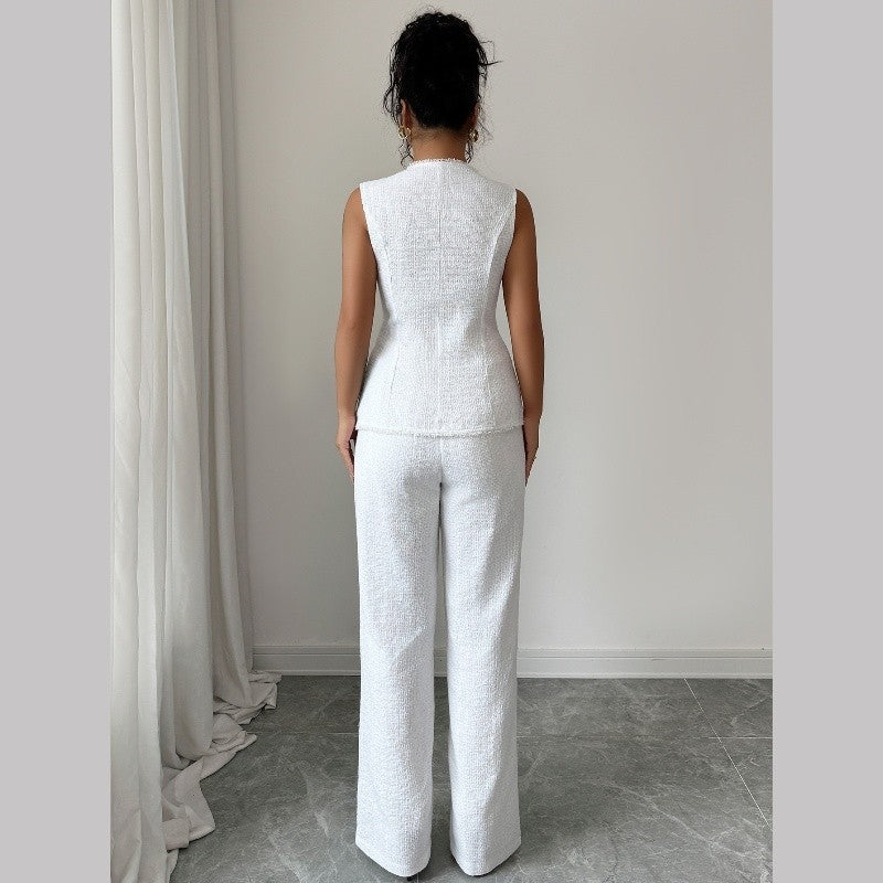 Square Neck Tank Top And Long Pants Suit