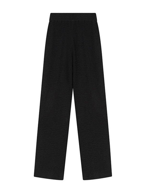 Stylish Wide Leg Loose Elastic Waist Solid Color Pants