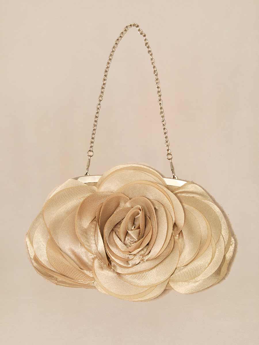 Milena Layered Petal Rose Satin Evening Bag
