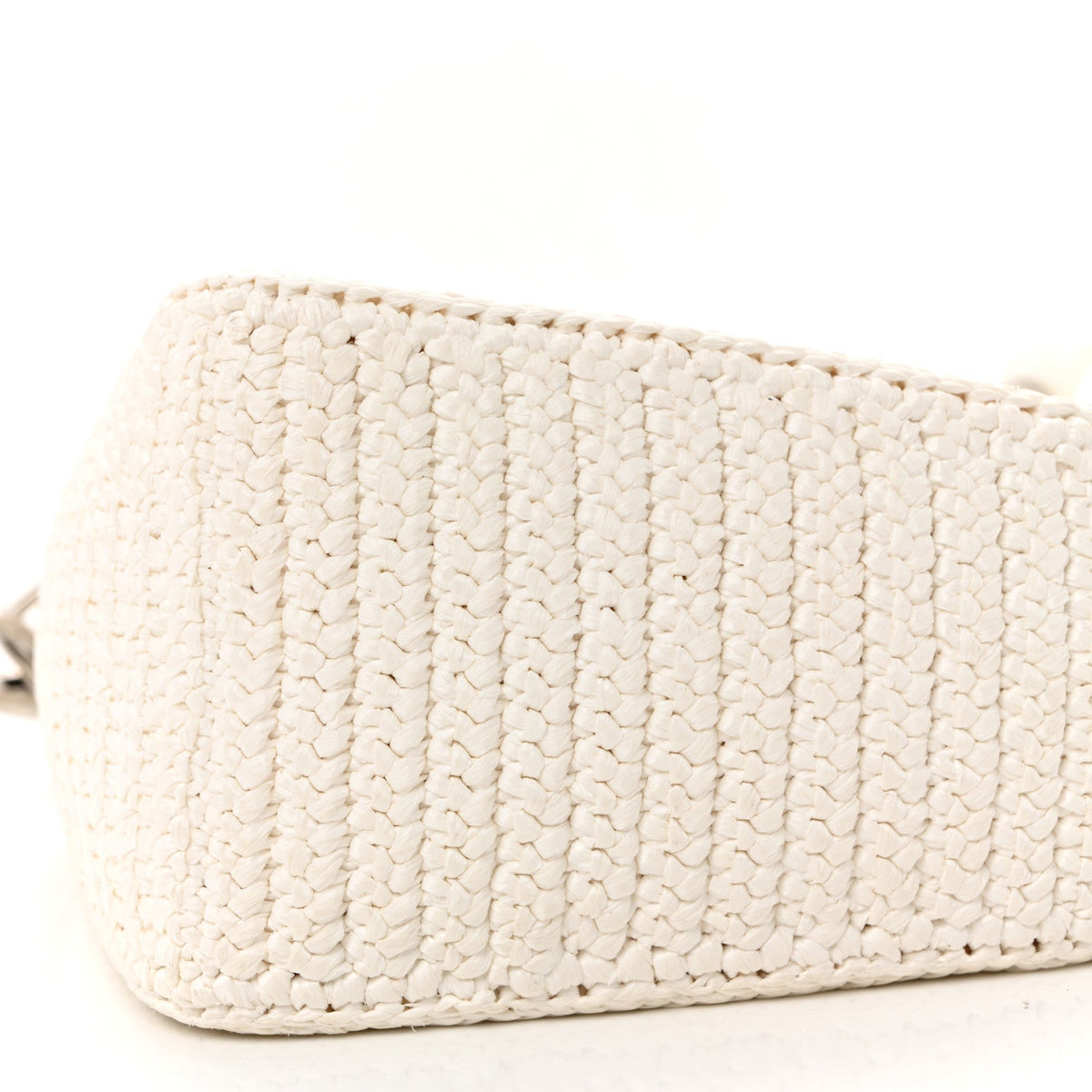 Yarn Raffia Effect Crochet Triangle Shoulder Bag White