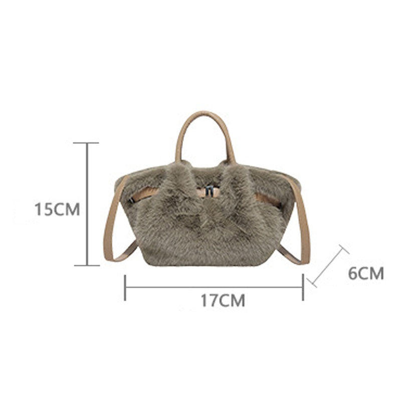 Soft Faux Fur Fluffy Tote Shoulder Bag