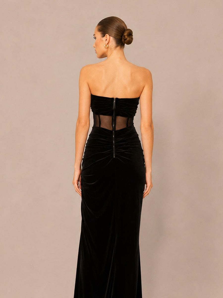 Catalina Strapless Mesh-Panel Maxi Dress