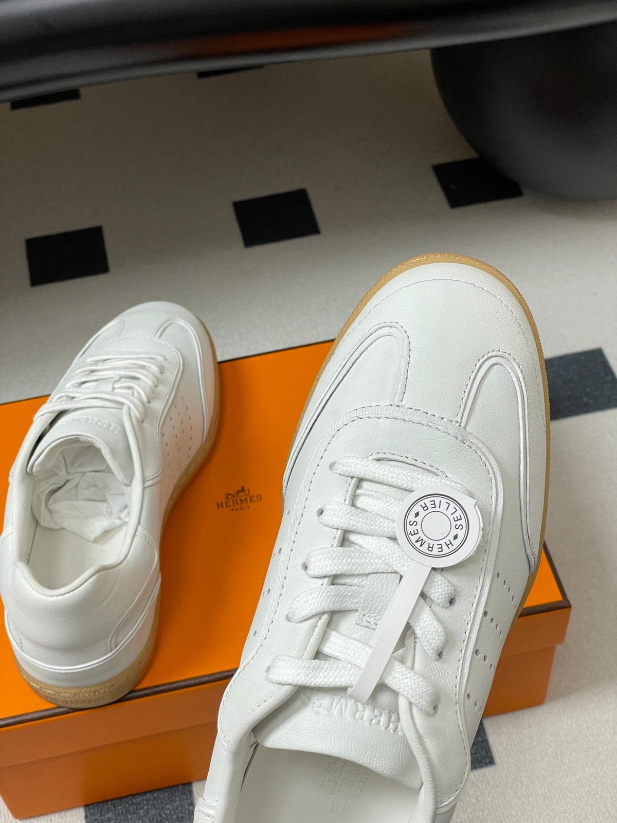 Hermes 26 Match Sneakers White in Calfskin 594340