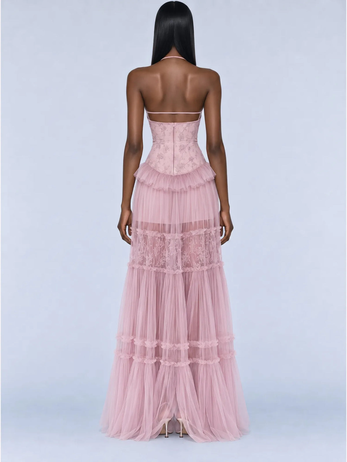 Serafina Lace Detail Tiered Maxi Dress