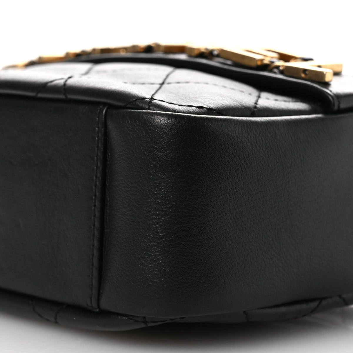 Calfskin Quilted Enchained Camera Case Bag Black