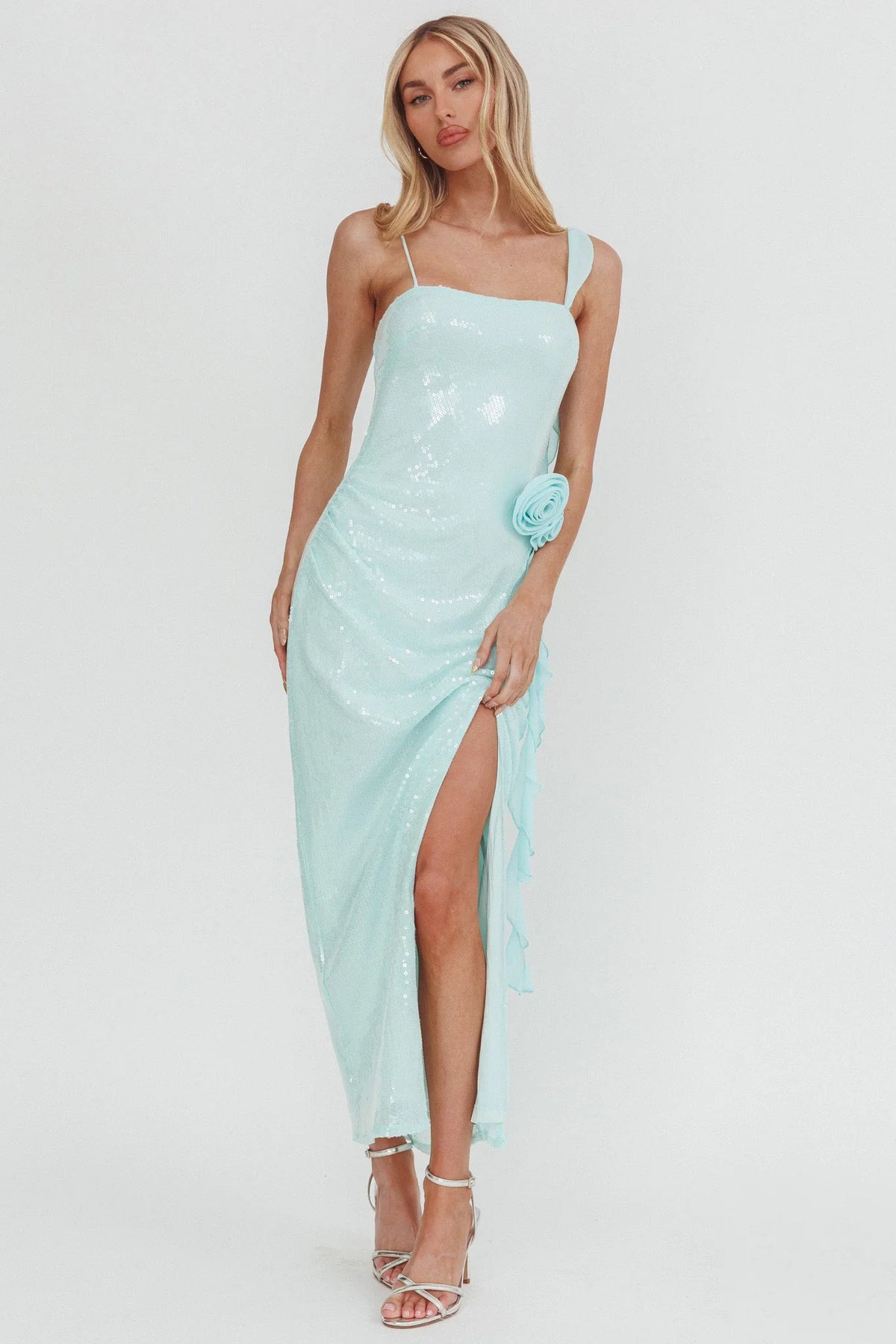She Glows Cami Strap Sequin Maxi Dress Mint
