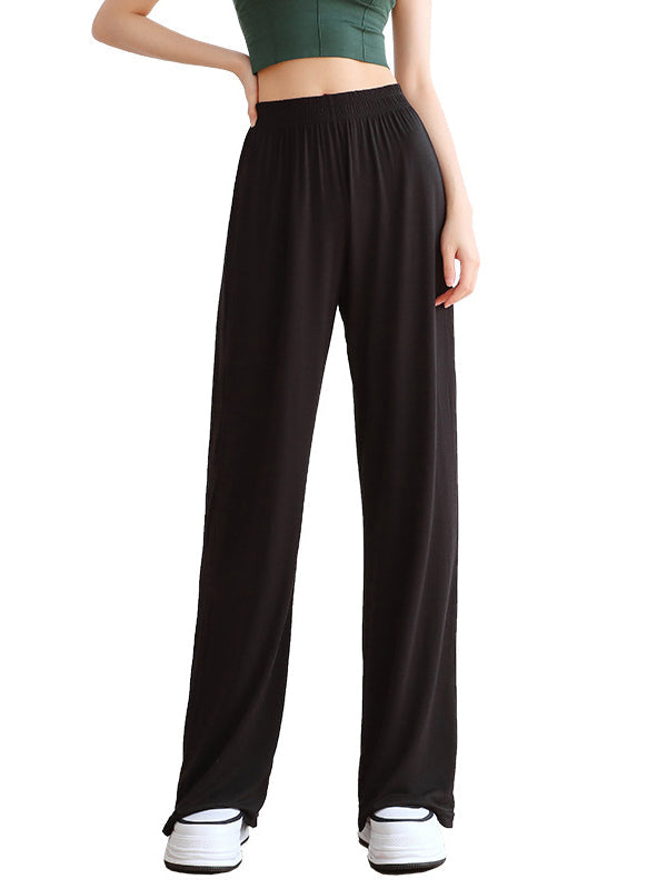 Simple Wide Leg Loose Elasticity Solid Color Casual Pants Bottoms