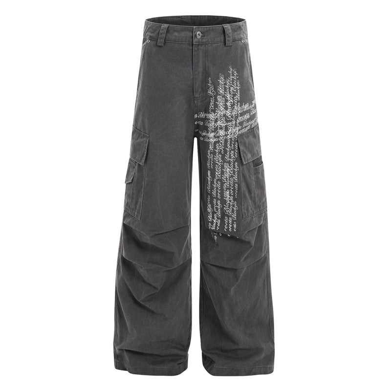 Hip Hop Letter Print Cargo Pants