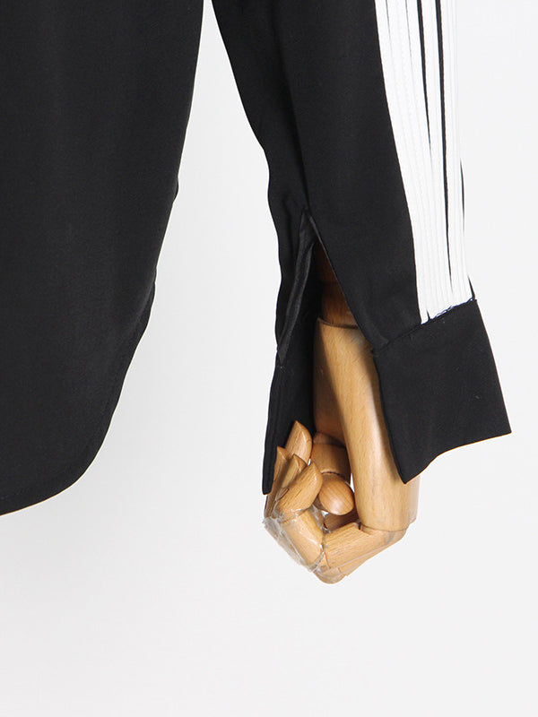 Puff Sleeves Contrast Color Blouses&Shirts Tops