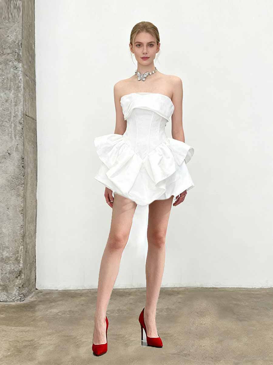 Anastasia Strapless Pleated Mini Dress