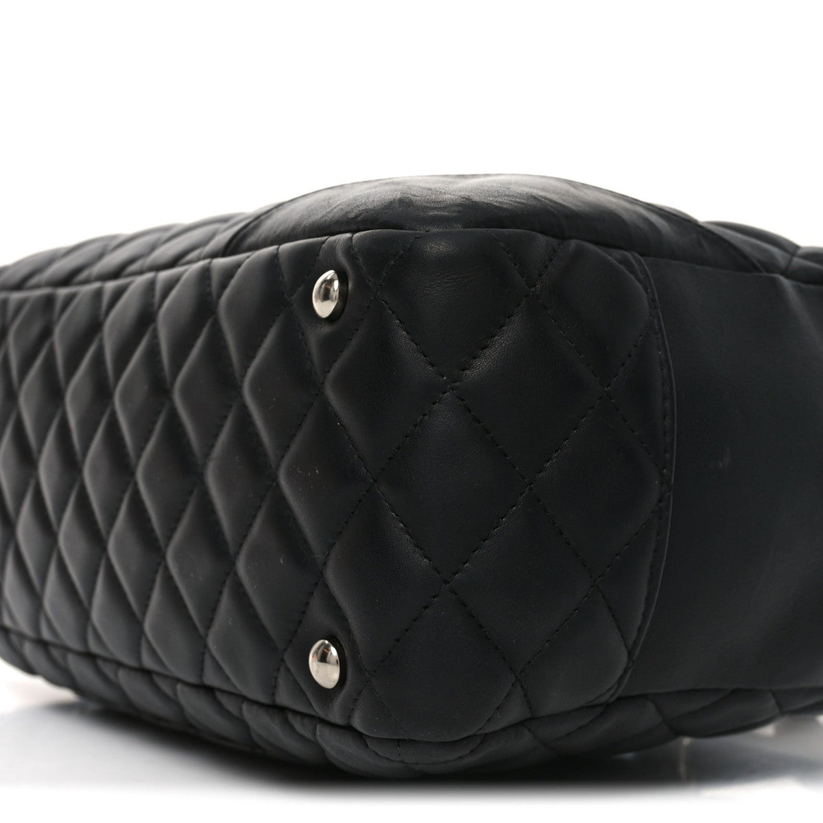 Calfskin Quilted Large Cambon Bowler Black White