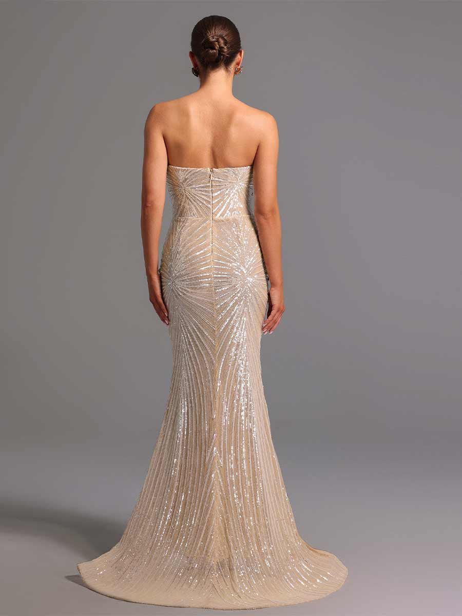 Camila Strapless Diamond Sequins Maxi Dress