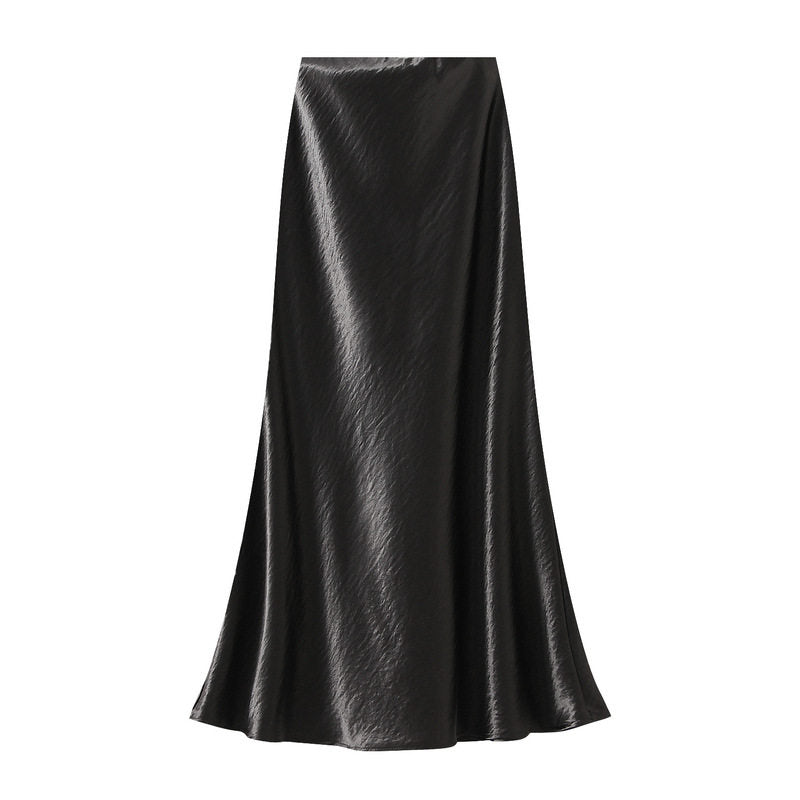 Long Satin Mermaid Pencil Skirt