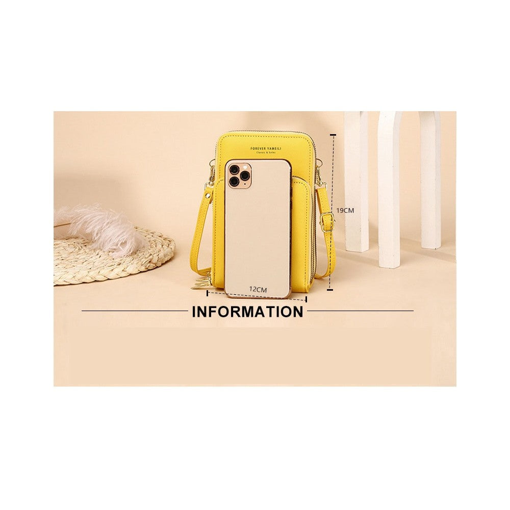 PU Leather Solid Color Large Capacity Multifunctional Purse One Shoulder Crossbody Cell Phone Bag