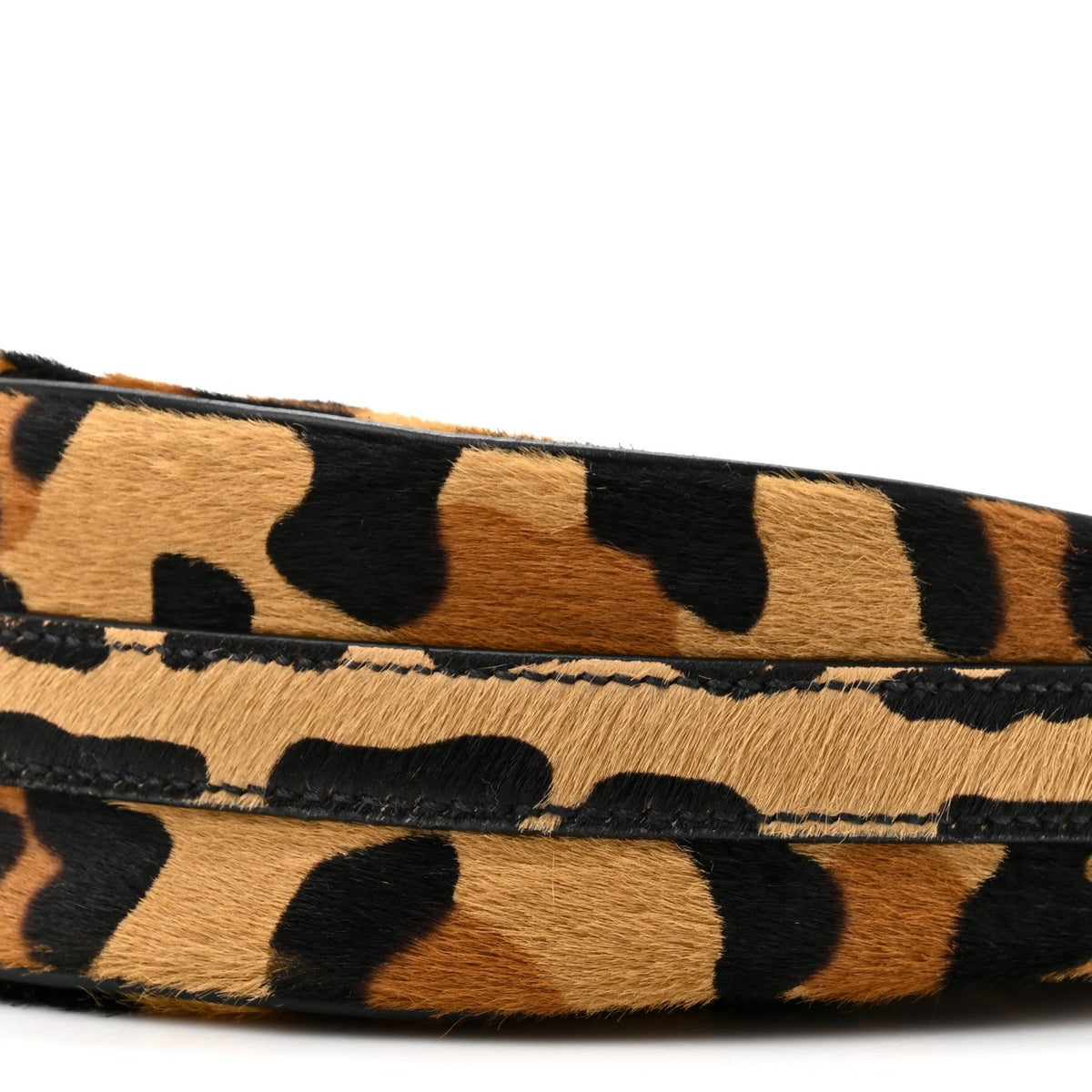 Calf Hair Leopard Print Arque Shoulder Bag Honey