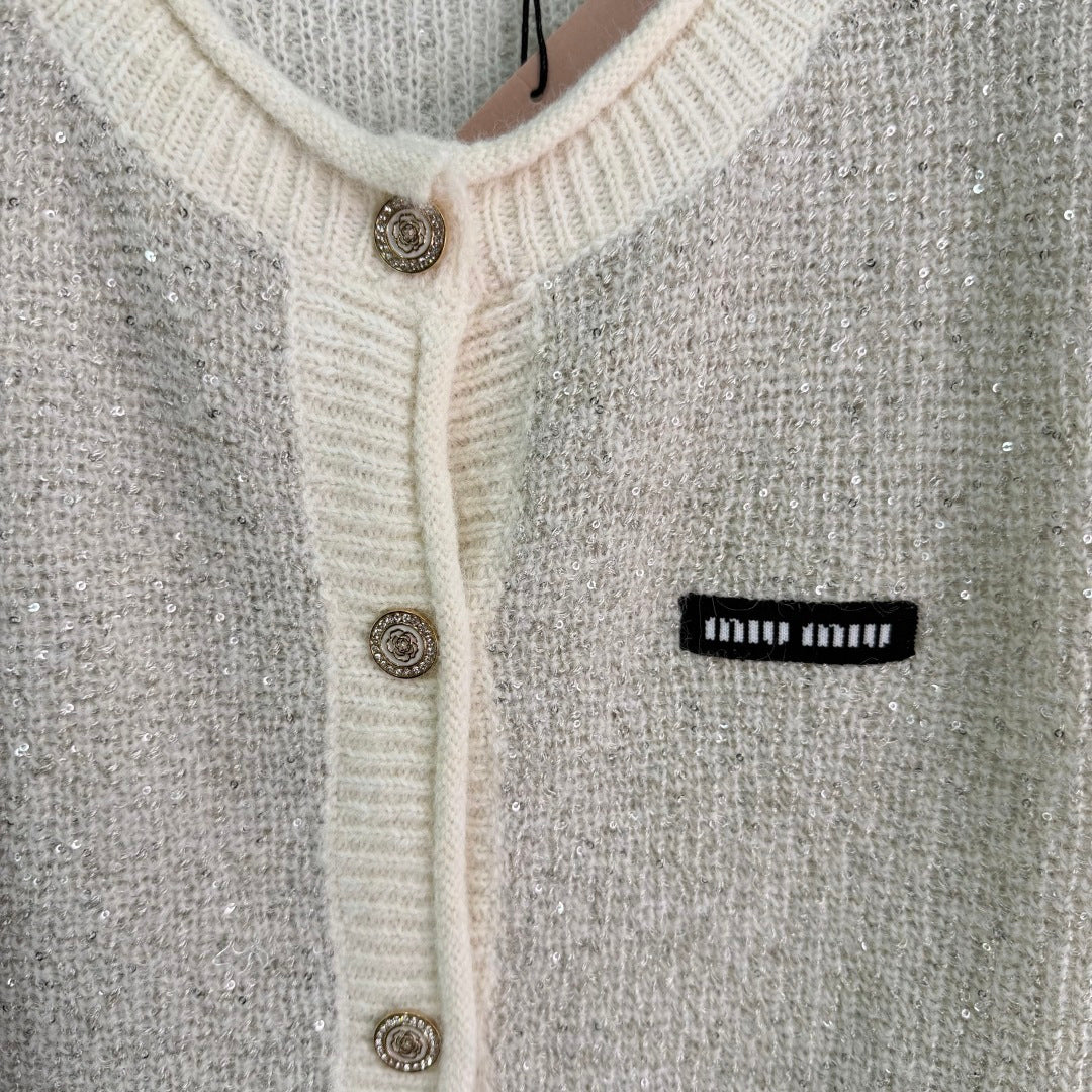 Miu 26s Knit Cardigan Wool Silk 345191