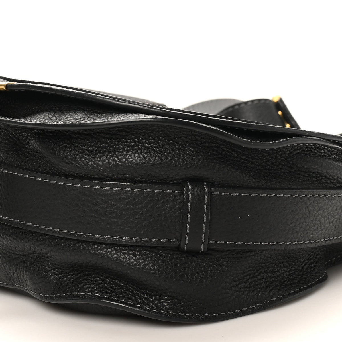 Grained Calfskin Medium Marcie Saddle Bag Black