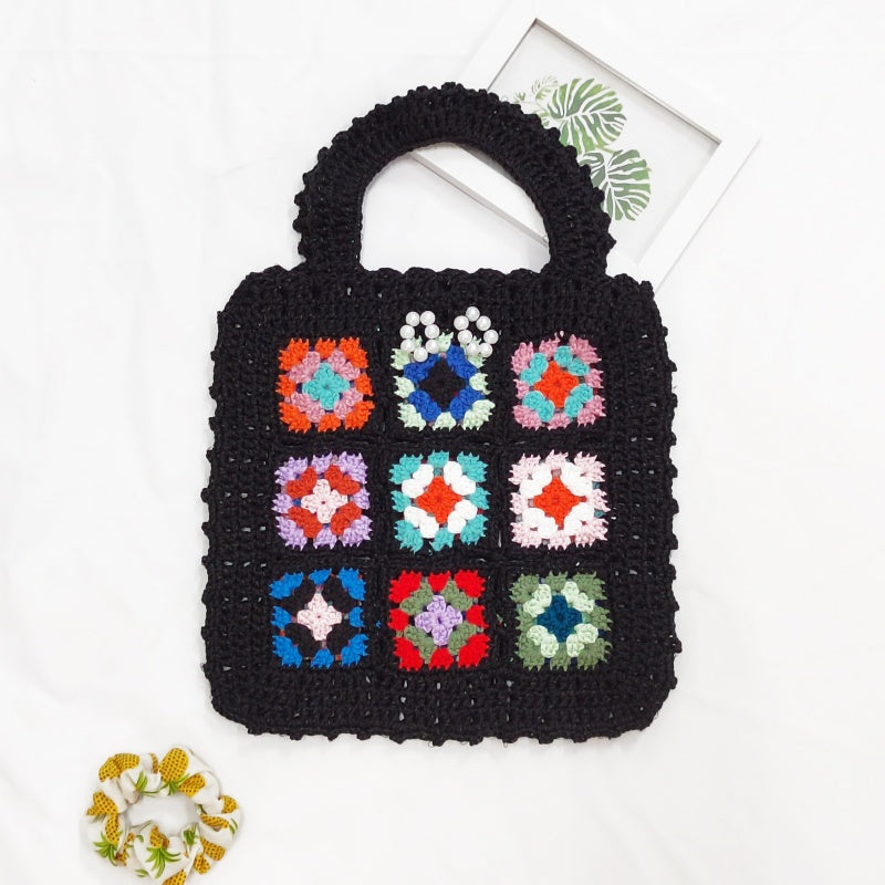 Crochet Granny Square Bag Fower Tote Bag