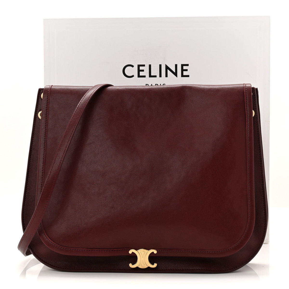 Shiny Lambskin Soft Triomphe Besace Bag Syrah