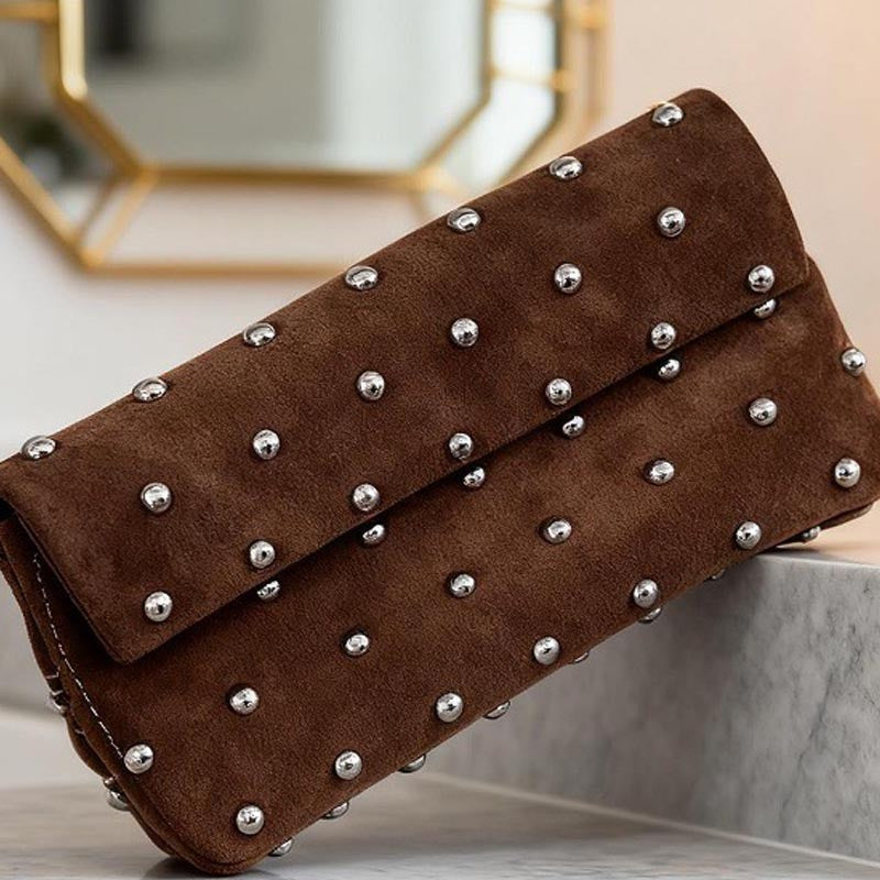 Vintage Studded Suede Handbag Shoulder Bag