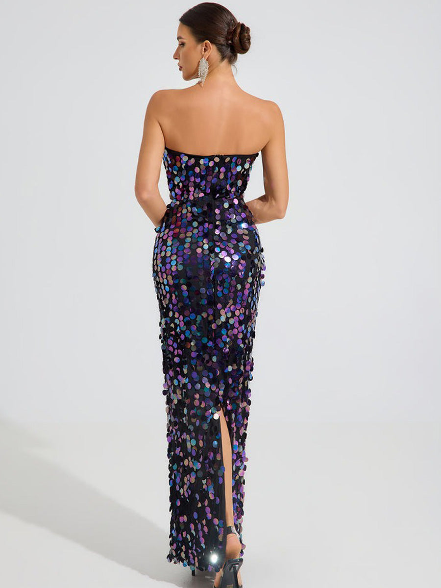 Sophia Iridescent Sequin Maxi Dress