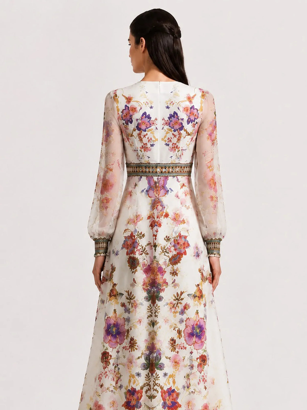 Camilla Elegant Printed V-Neck Maxi Dress