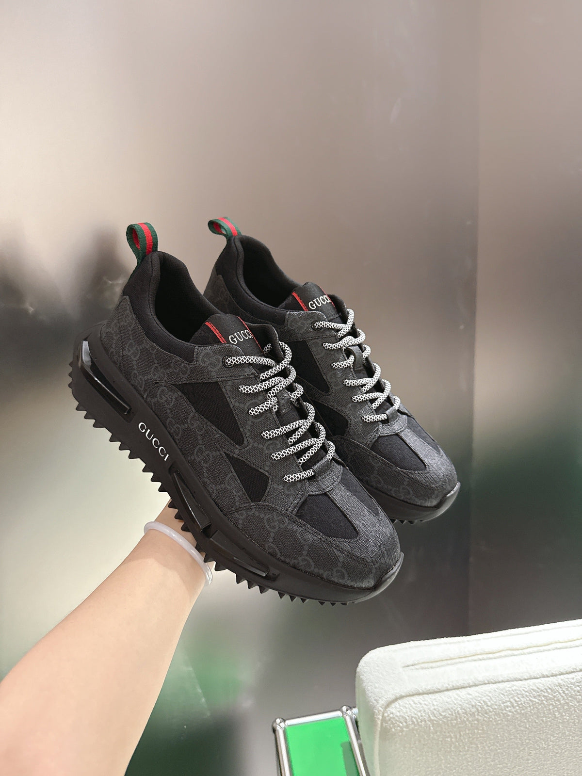 Gucci Rhyton Sneakers Black and Grey Supreme Canvas 507553