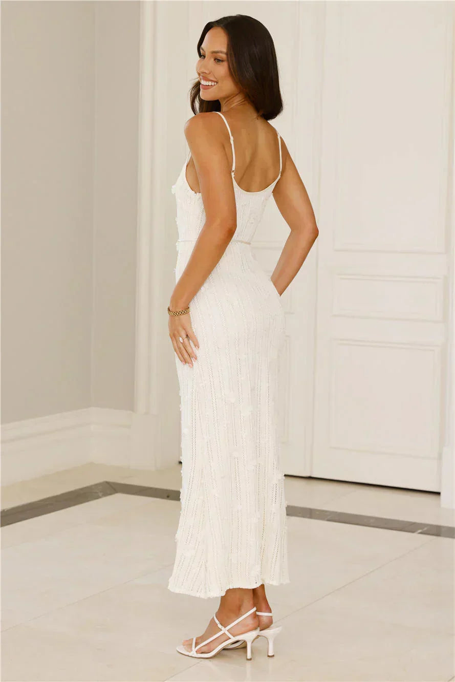 Delicately Divine Knit Maxi Dress Cream
