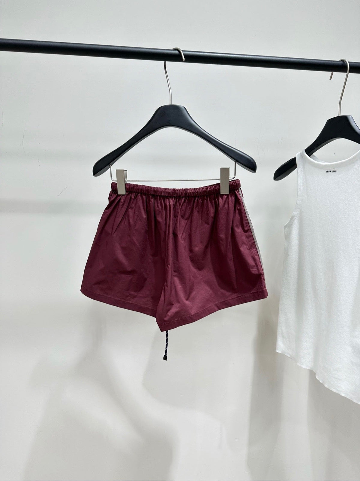 Miu Shorts Burgundy Windproof Fabric 349727