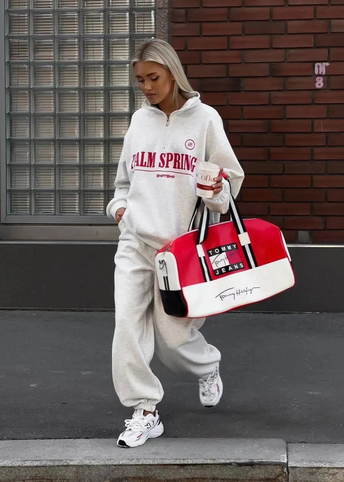 Letter Print Zip Up Sweater Set In Cozy Fabric