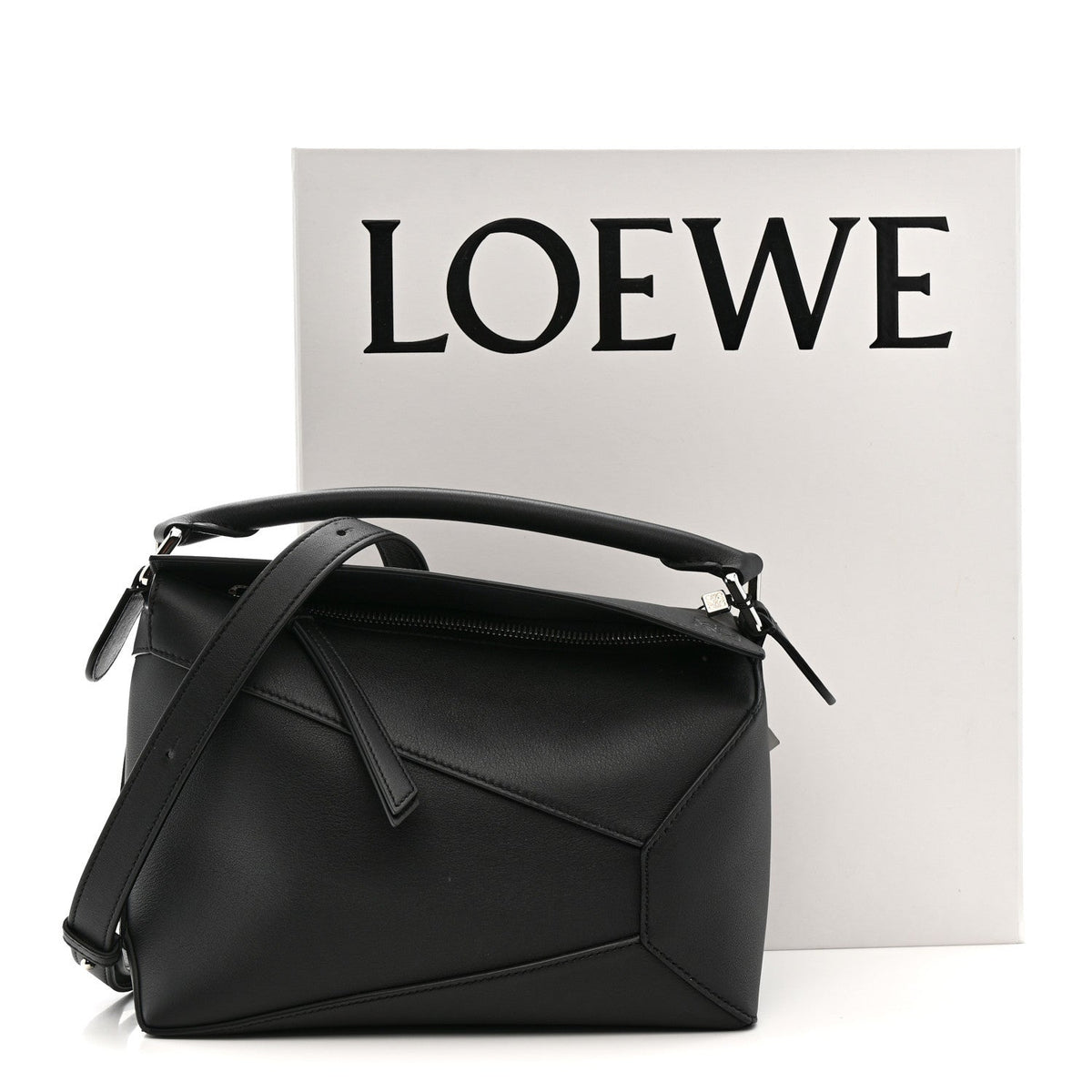 Calfskin Small Puzzle Edge Bag Black
