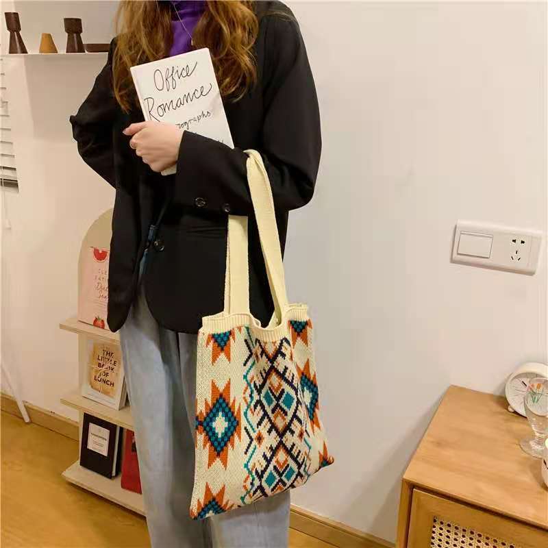 Crochet Tote Bag Ethnic Style Knitted Bag
