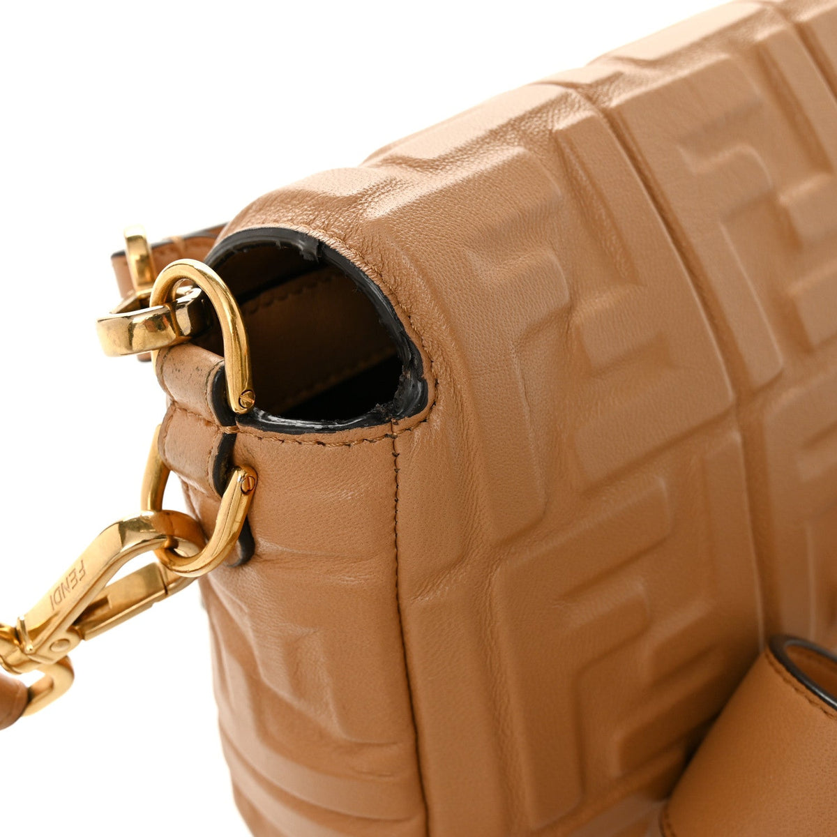 Nappa FF 1974 Embossed Baguette Miele Scuro