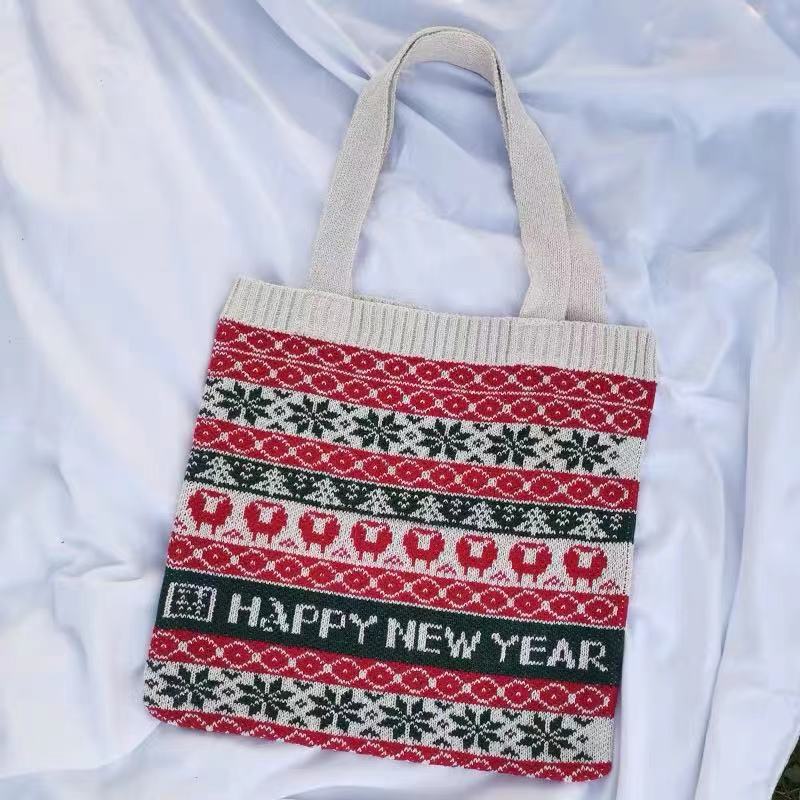 Crochet Tote Bag Christmas Knit Bag