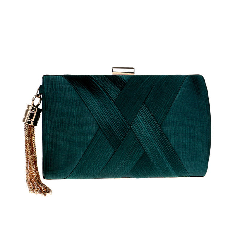 Silk Tasseled Square Banquet Handbag