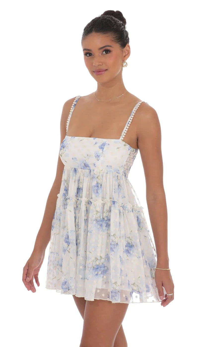 Floral Babydoll Dress in White