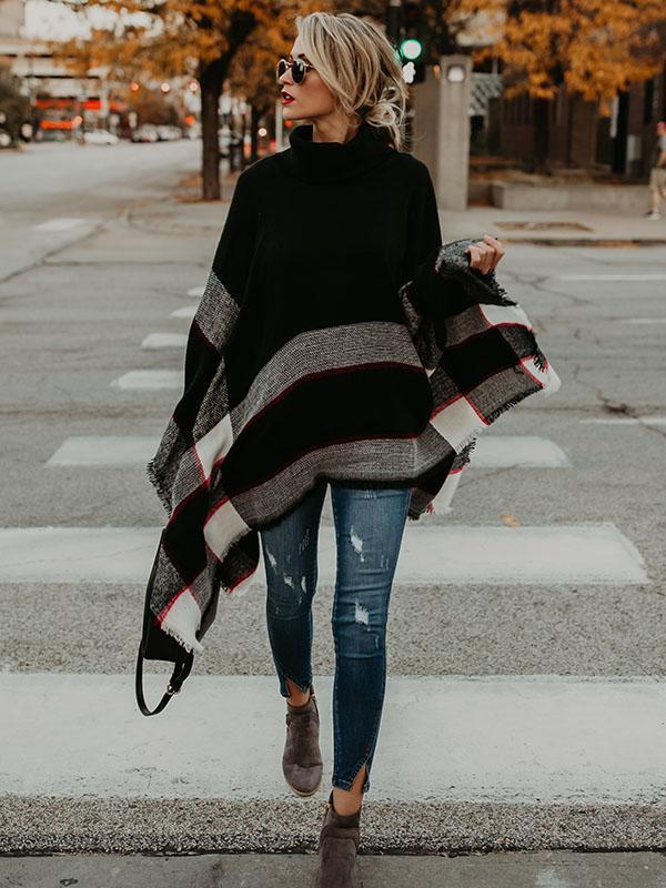 Fashion High-Neck Knitting Sweater Cover-Ups Tops