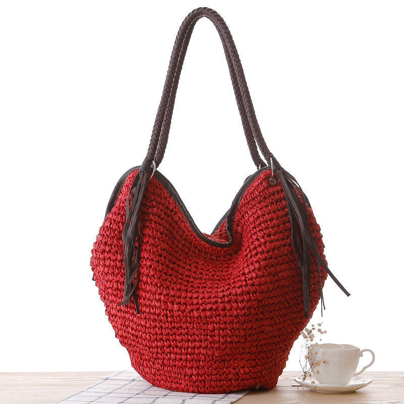 Crochet Market Bag Cherry Grass Woven Bag