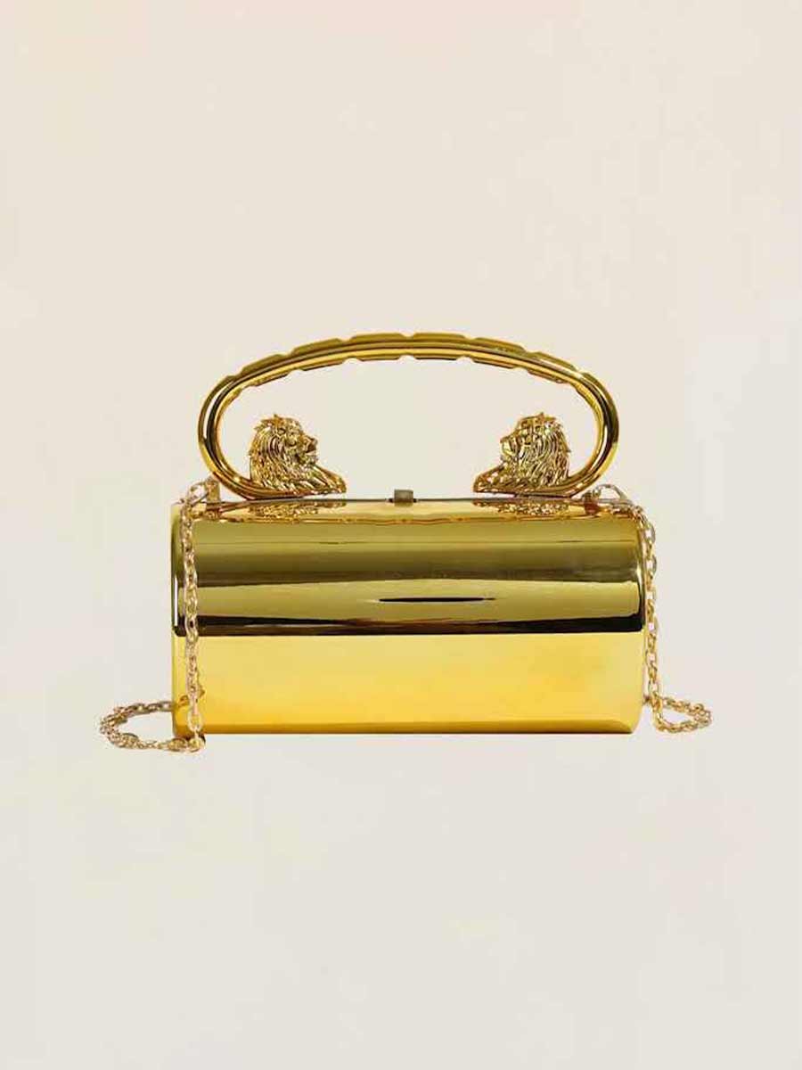 Charis Metal Lion Head Handle Clutch