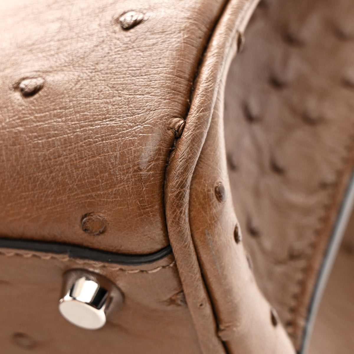 Ostrich Medium Zumi Top Handle Bag Brown