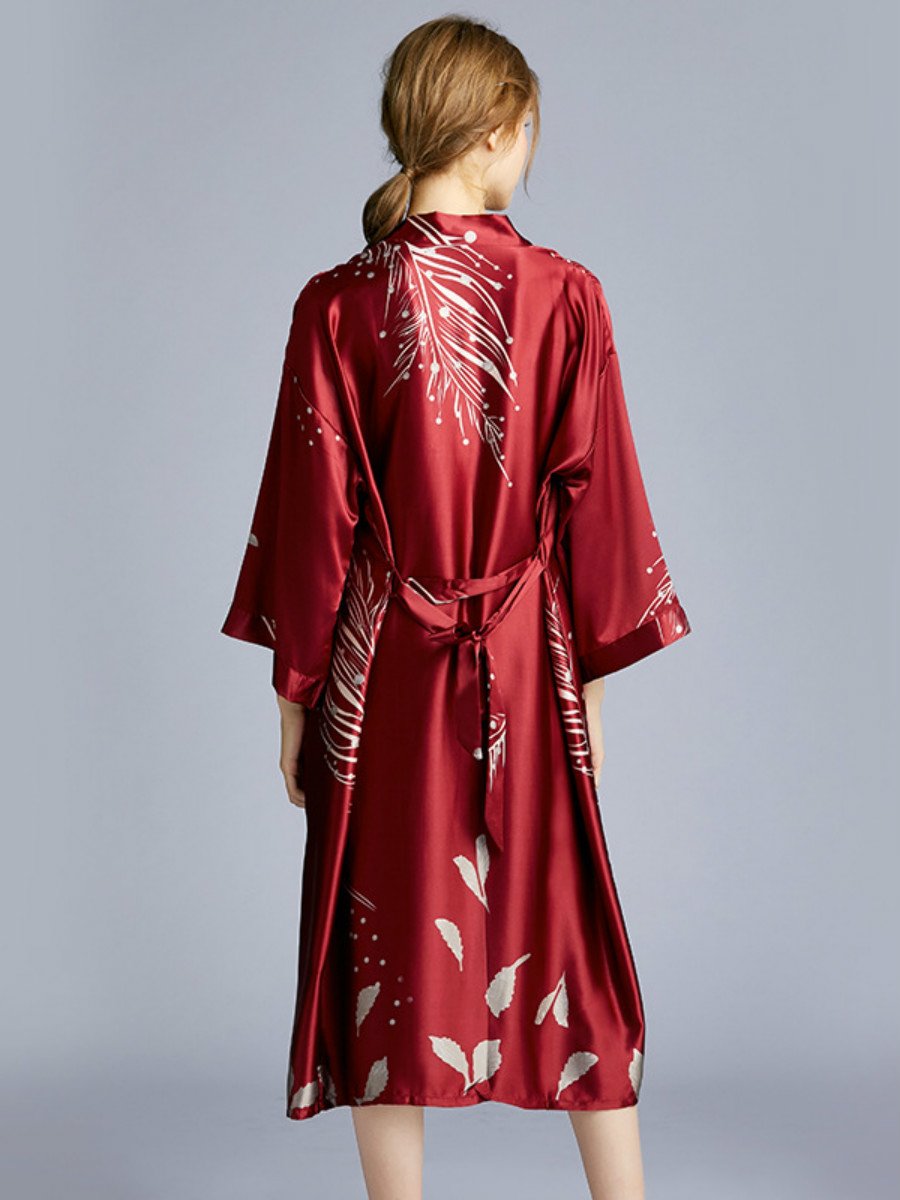 Yaoting Silk Wedding Pajamas Ladies Spring And Summer Long Bridesmaid Red Bride Morning Gown Home Gown 2
