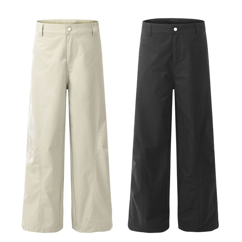 Double-Knee Pleated Wide-Leg Cargo Pants Curved Cut Lightweight Design