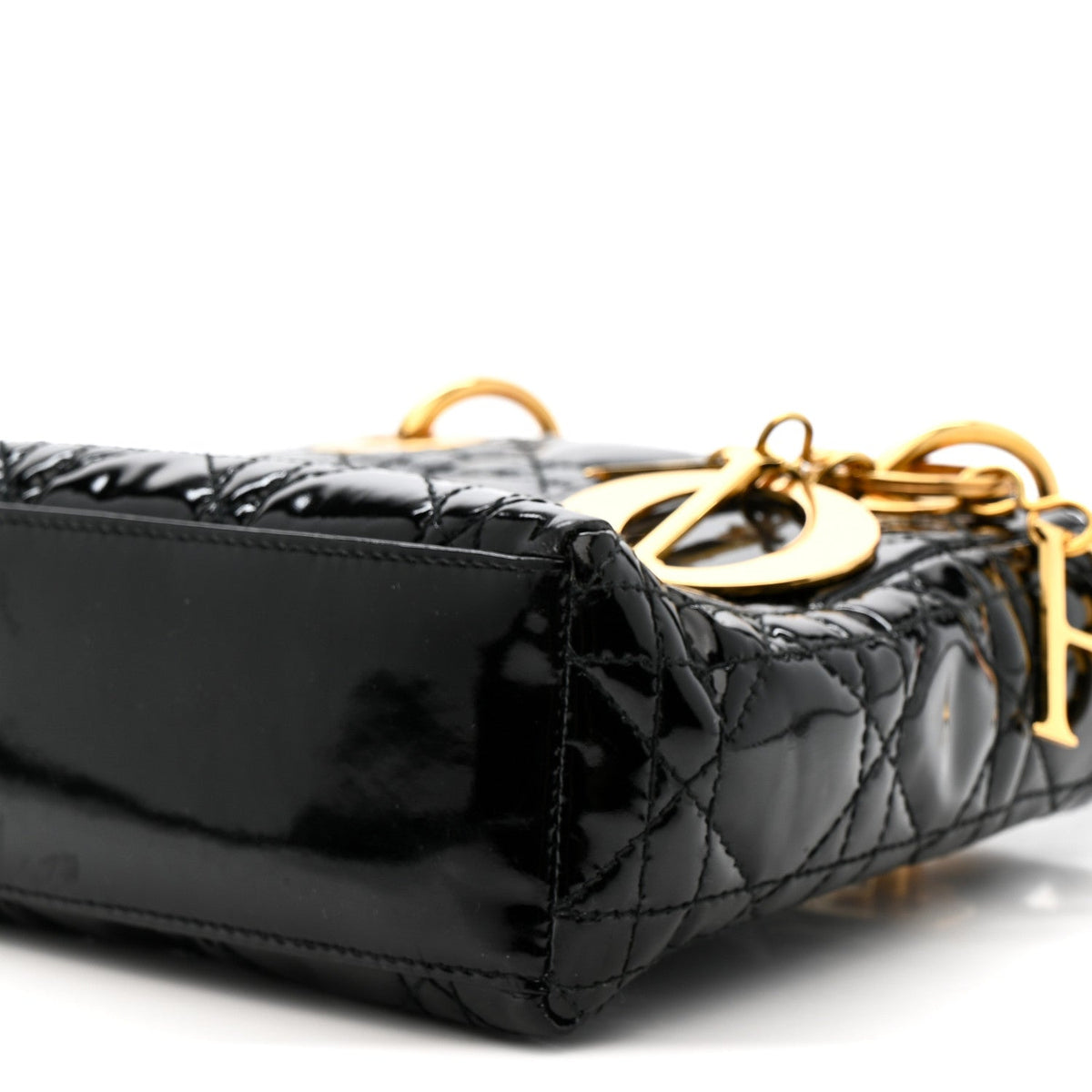 Patent Cannage Mini Lady Dior Black