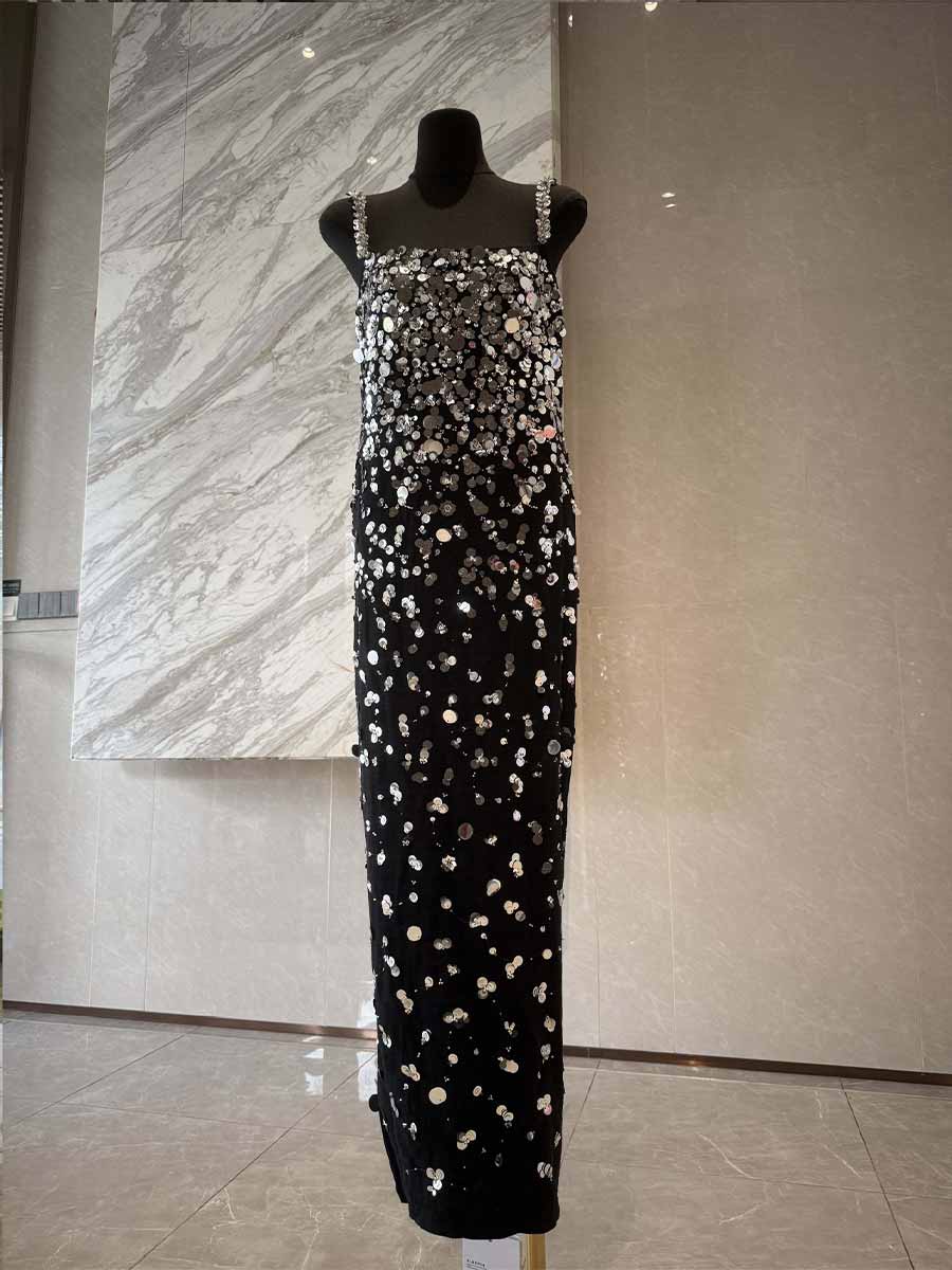 Romina Sequined Beaded Maxi Dress