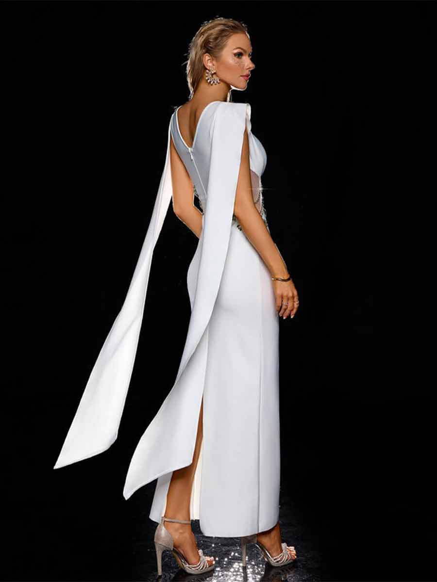 Abrielle Party Cutout Mesh Maxi Dress