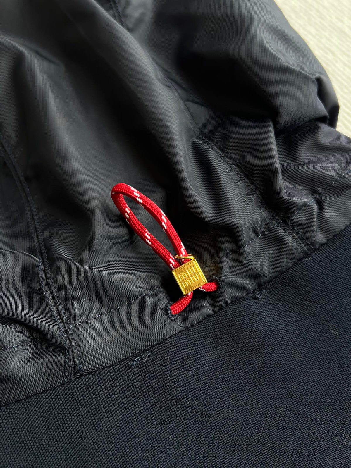 Miu Miu 25 Drawstring Jacket Navy Blue Cotton